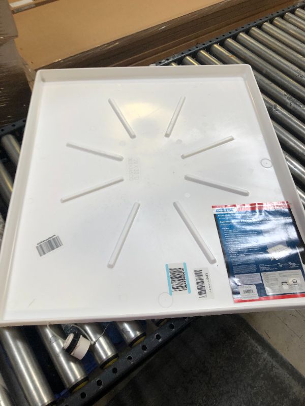 Photo 2 of Camco Front-Load Washing Machine Drain Pan, Protects Your Floor from Washing Machine Leaks, OD 30.5" x 34.5" x 1.64"  White-----(MINOR SCUFFS)
