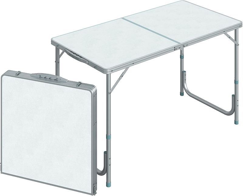 Photo 1 of 47" Aluminum Lightweight Portable Height Adjustable Camping Table with a Carry Handle & Easy Folding Design