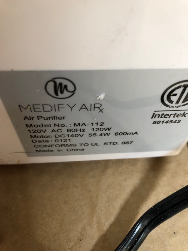 Photo 4 of Medify MA-112 Air Purifier with H13 True HEPA Filter | 2,500 sq ft Coverage
(DIRTY)