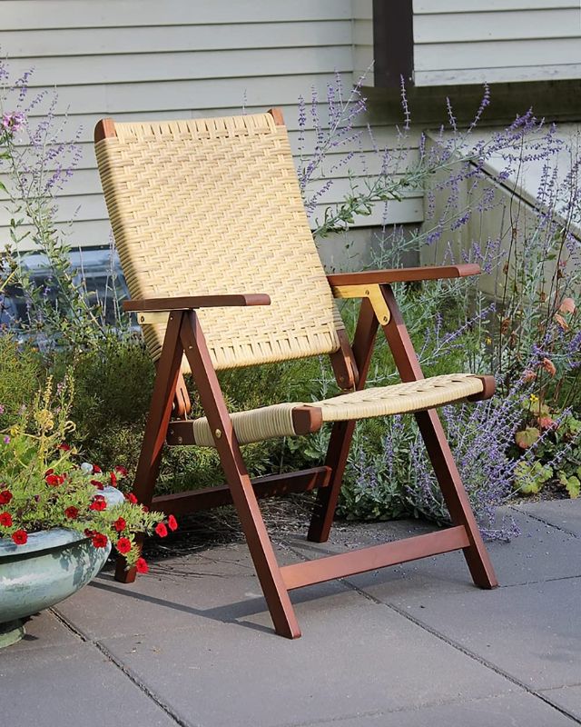 Photo 1 of Achla Designs Folding Dining Arms, Polyweave Chair, Oiled Finish
