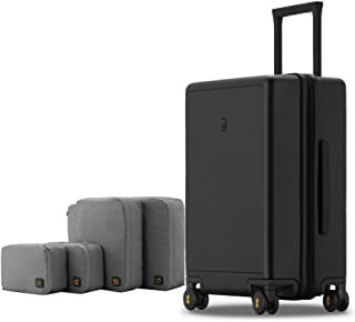 Photo 1 of LEVEL8 Elegance Checked Luggage, 24 Inch Hardside Suitcase, Lightweight PC Matte Hardshell with TSA Lock, Spinner Wheels - Black
