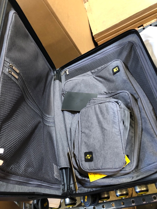 Photo 2 of LEVEL8 Elegance Checked Luggage, 24 Inch Hardside Suitcase, Lightweight PC Matte Hardshell with TSA Lock, Spinner Wheels - Black
