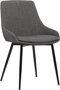 Photo 1 of Armen Living Mia Contemporary Upholstered Dining Chair with Metal Legs, Height, Charcoal
