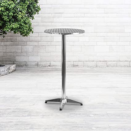 Photo 1 of 23.25" Round Aluminum Indoor-Outdoor Bar Height Table with Flip-Up Table