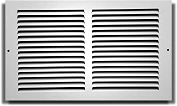 Photo 1 of 24" X 6" Baseboard Return Air Grille - HVAC Vent Duct Cover - 7/8" Margin Turnback for Flush Fit with Baseboard Work - White [Outer Dimensions: 25.75" Width X 7.75" Height]
