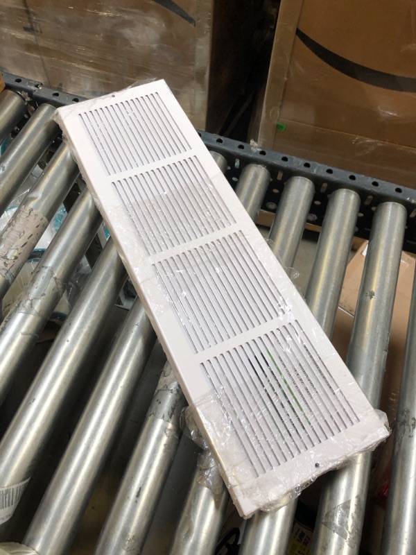 Photo 2 of 24" X 6" Baseboard Return Air Grille - HVAC Vent Duct Cover - 7/8" Margin Turnback for Flush Fit with Baseboard Work - White [Outer Dimensions: 25.75" Width X 7.75" Height]
