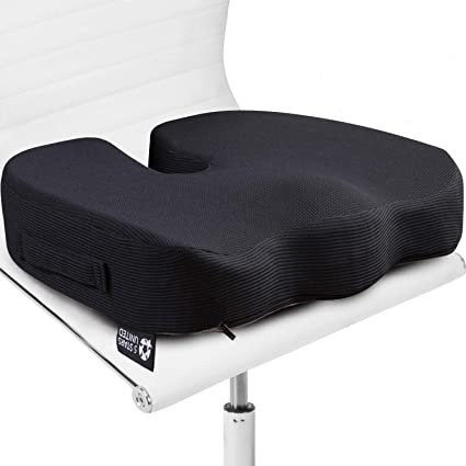 Photo 1 of Seat Cushion Pillow for Office Chair 2 Pack - 100% Memory Foam Coccyx Pad - Tailbone, Sciatica, Lower Back Pain Relief - Contoured Posture Corrector for Car, Wheelchair, Computer and Desk Chairs
