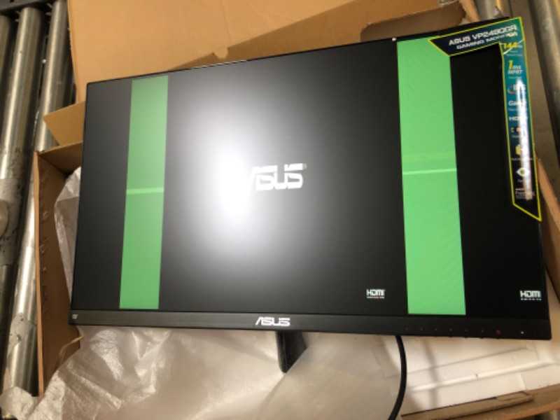 Photo 5 of ASUS VP249QGR 23.8” Gaming Monitor 144Hz Full HD (1920 x 1080) IPS 1ms FreeSync ELMB Eye Care DisplayPort HDMI VGA ----WILL NOT STAY ON... GREEN LINES ON SCREEN. 
