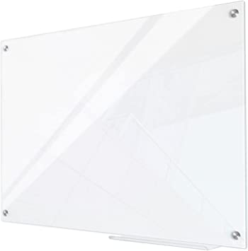 Photo 1 of AMUSIGHT Glass Dry Erase Board, Magnetic Glass Board, 24 x 18 Inches, Frameless Glass White Board, Ultra White

