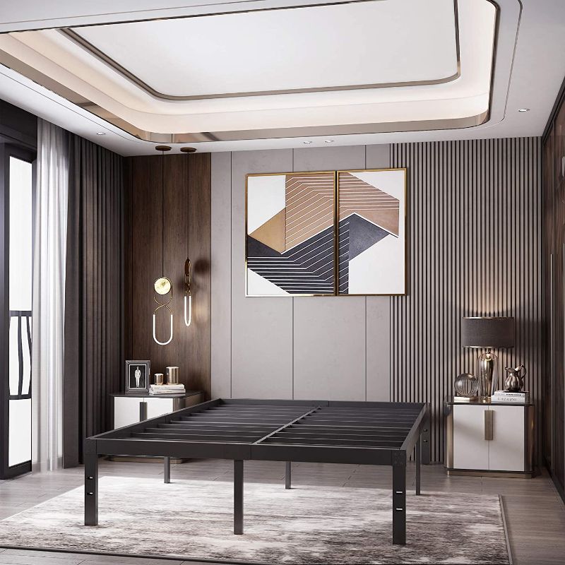 Photo 1 of Queen Bed Frame, 16 Inch Metal Platform Mattress Foundation / Sturdy Strong Steel Structure 3500 lbs Heavy Duty/ Noise Free/ None Slip / No Box Spring Needed/Black Finish