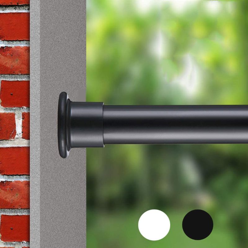 Photo 1 of ALLZONE Heavy Duty Tension Curtain Rod for Window, Size: 42-81'', Room Divider with Adjustable Pole for Patio, Bedroom, balcony, Hold Up Blackout Curtains and Non-Slip, Solid, Black
