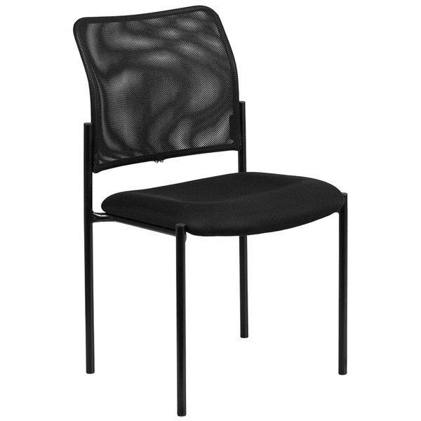 Photo 1 of Flash Furniture GO-515-2-GG Black Mesh Comfortable Stackable Steel Side Chair