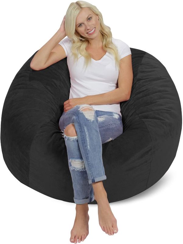 Photo 1 of Chill Sack Bean Bag Chair: Giant 4' Memory Foam Furniture Bean Bag - Big Sofa with Soft Micro Fiber Cover - Dark Grey Pebble
