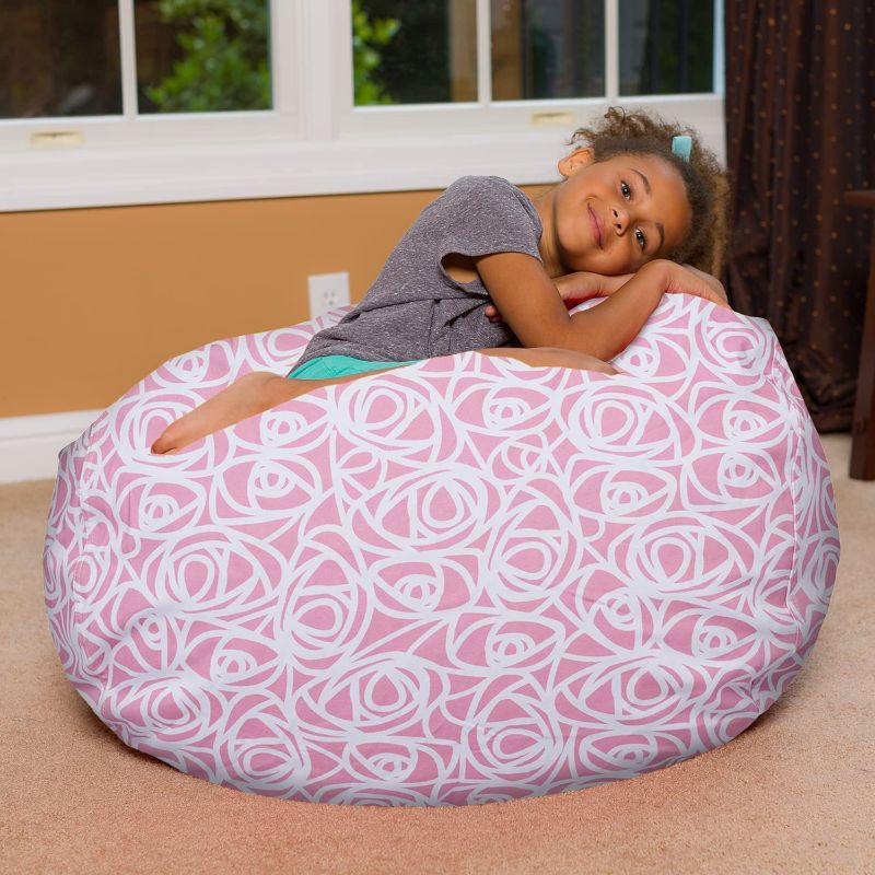 Photo 1 of Posh Creations Bean Bag Chair for Kids, Teens, and Adults Includes Removable and Machine Washable Cover, 38in - Large, Canvas Roses Pink
