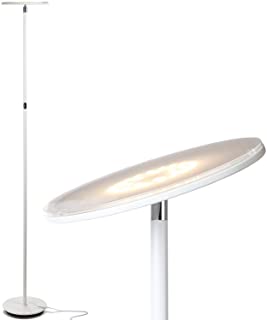 Photo 1 of Brightech Sky Flux Dimmable LED Floor Lamp – Super Bright Floor Lamp for Living Room and Offices – Torchiere Standing Lamp with 3 Light Options, Tall Lamp for Bedroom Reading and More - White
