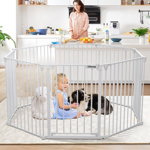 Photo 1 of Comomy 198 Inch 8 Panel Super Wide Adjustable Baby Gate and Play Yard or Barrier, 3-In-1,