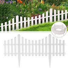 Photo 1 of 6 Pack Garden Fence, 12 ft White Landscape Edging, Outdoor Plastic Garden Edging Border