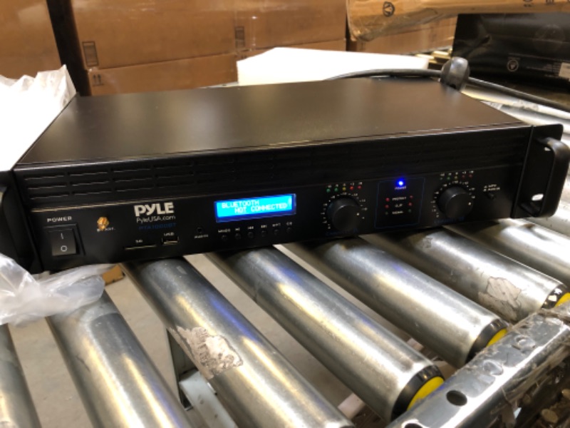 Photo 2 of 2-Channel Bluetooth Power Amplifier - 2000W Bridgeable Rack Mount Pro Audio Sound Wireless Home Stereo Receiver w/TRS XLR Input, LCD, Bridge Mode, Cooling Fan - Entertainment Speaker System - Pyle
