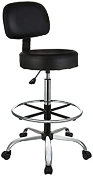 Photo 1 of Amazon Basics Multi-Purpose Adjustable Drafting Spa Bar Stool with Foot Rest and Wheels - Black
