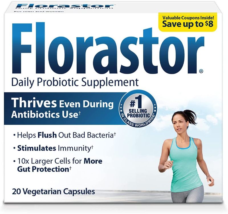 Photo 1 of Florastor Daily Probiotic Supplement for Women and Men, Use with Antibiotics, Saccharomyces Boulardii CNCM I-745 (20 Capsules) BEST BY 2/22
