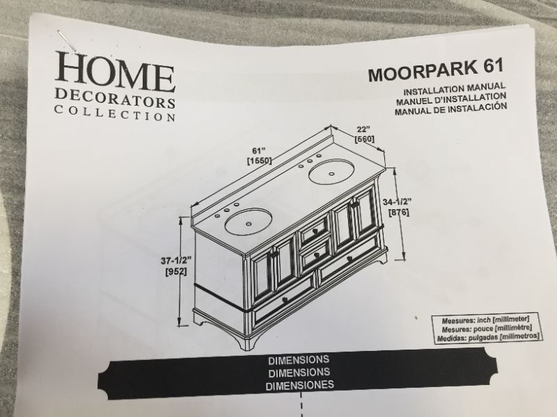 Photo 6 of Home Decorators Collection Double Sink - marble black top. dimensions 61 x 22 x 34 inches.