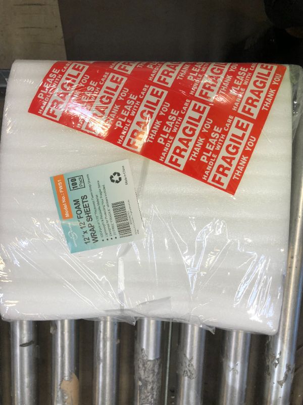 Photo 2 of 100-Pack 12" x 12" Foam Wrap Sheets Cushioning Foam, Moving and Packing Supplies, Fragile Stickers Included
