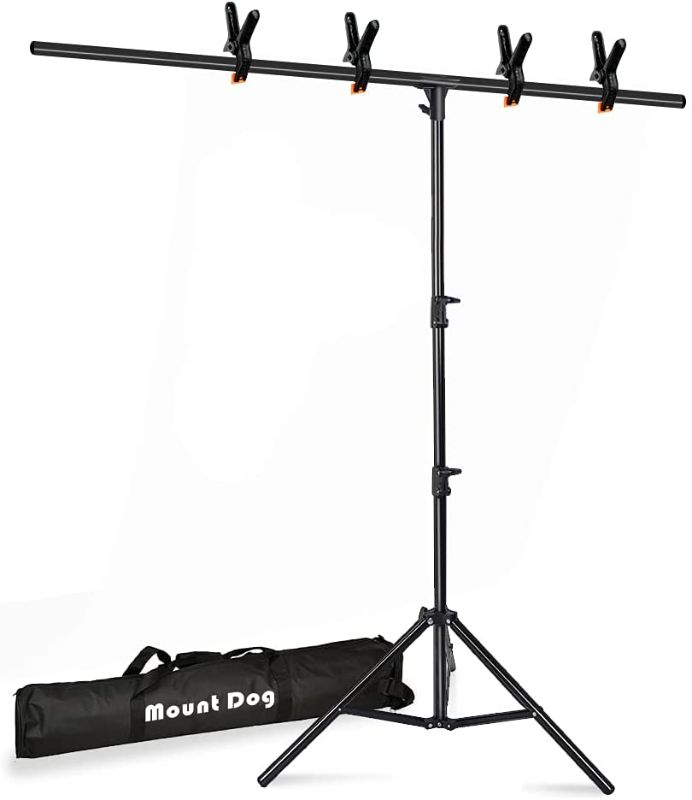 Photo 1 of [Upgraded T-Shaped Joint Version] T-Shape Backdrop Stand Kit 6.5x5ft, MOUNTDOG Photo Backdrop Stand Background Support System with 4 Clamps for Photography Video Studio (Backdrop NOT Included)
