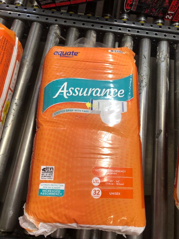 Photo 2 of **OPENED PACKAGE** Assurance Incontinence Unisex Stretch Briefs With Tabs, Ultimate Absorbency, L/XL, 32 Count
