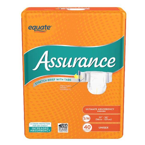 Photo 1 of *OPENED PACKAGE** Assurance Incontinence Stretch Briefs With Tabs, Unisex, S/M, 40 Ct	
