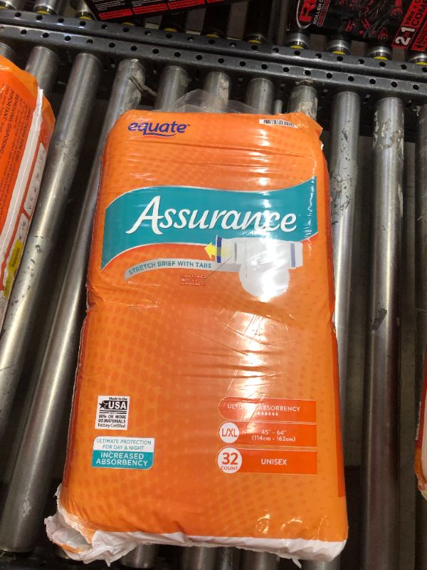 Photo 2 of **OPENED PACKAGE** Assurance Incontinence Unisex Stretch Briefs With Tabs, Ultimate Absorbency, L/XL, 32 Count