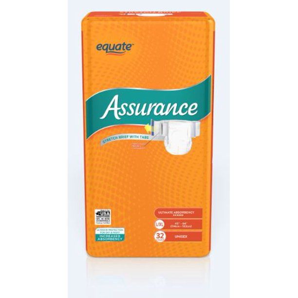 Photo 1 of **OPENED PACKAGE** Assurance Incontinence Unisex Stretch Briefs With Tabs, Ultimate Absorbency, L/XL, 32 Count