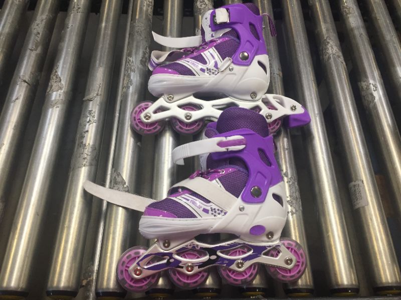 Photo 2 of Inline Skates for Girls Rollerblades Kids Adjustable 4 Sizes with Full Light Up Wheels in Outdoor & Indoor Illuminating Roller Skates for Beginners size 2-5
