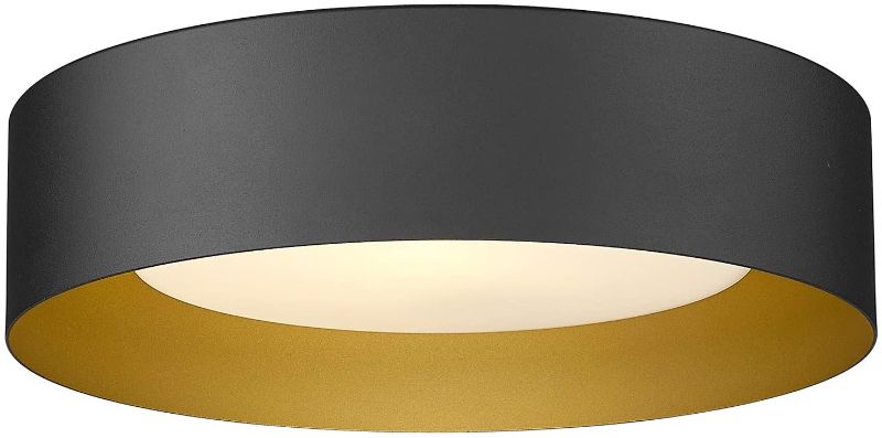 Photo 1 of AUTELO Flush Mount Ceiling Light, 14" Frosted Glass Shade Close to Ceiling Light Fixture in Black Finish E26 Socket for Living Room Hallway Bedroom C3336XS BK
