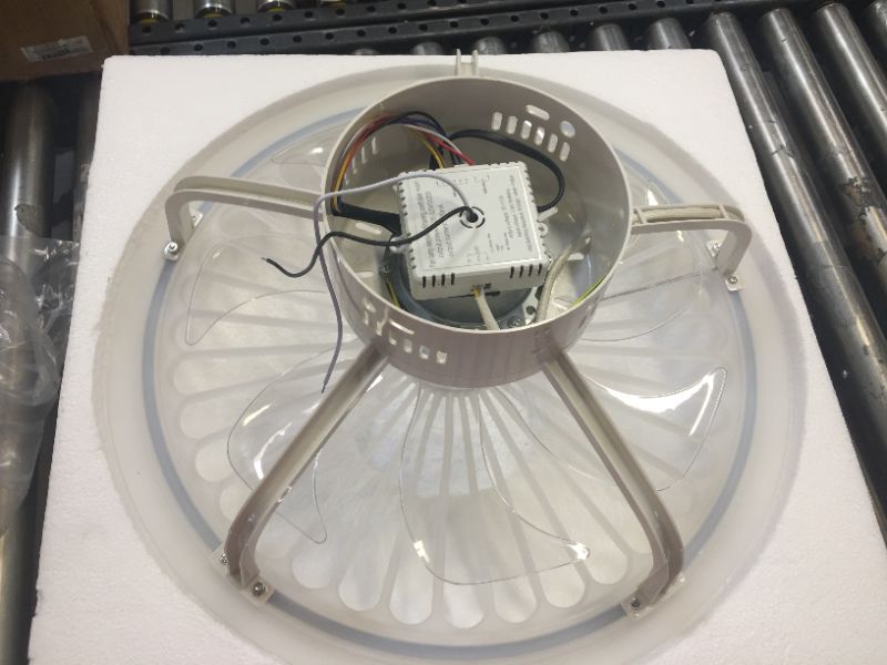 Photo 2 of XIYUN Ceiling Fan with Lights,Remote Control 3 color temperatures,Dimming,3 Gear Wind Speed Invisible fan light Enclosed Low Profile Fan,Ceiling Light with Fan RGB atmosphere with lights 35W 17.7in
