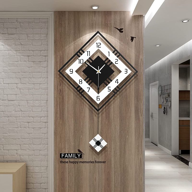 Photo 1 of FLEBLE Extra Large Wall Clocks for Living Room Decor Modern Big Silent Pendulum Wall Clock Battery Operated Quartz for Office Indoor 30 Inch Giant Black Wall Clock Home decoratives for Kitchen Bedroom
