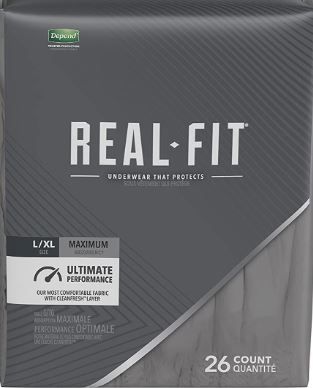 Photo 1 of Depend Real Fit Incontinence Underwear for Men, Maximum Absorbency, Disposable, Large/Extra-Large, Grey, 26 COUNT