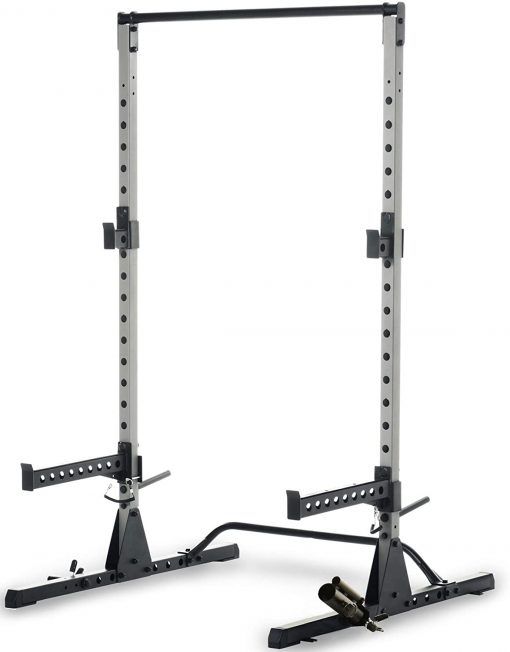 Photo 1 of B084P72GYX Fitness Reality Multi-function, Adjustable Power Rack Squat Stand with J-Hooks, landmine, and weight storage attachment (2809)
