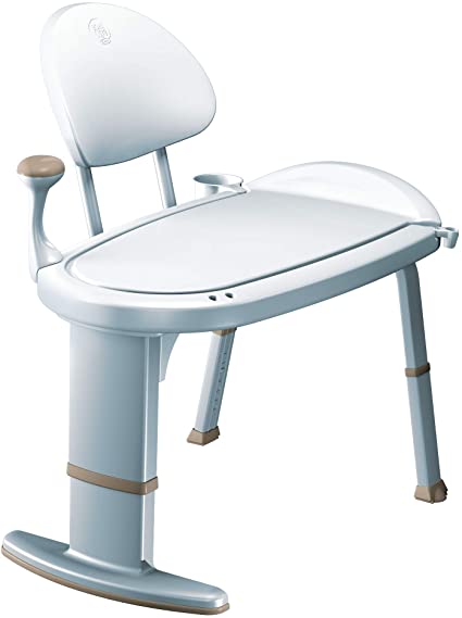 Photo 1 of Moen DN7105 Home Care 33-Inch W x 18-Inch D Adjustable Height Non Slip Bath Safety Transfer Bench, Glacier White
