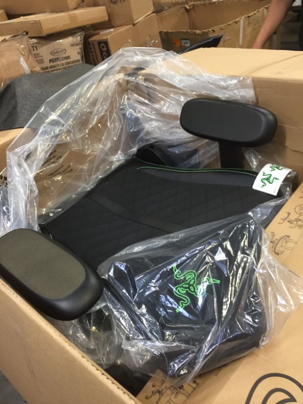 Photo 1 of Razer Enki Gaming Chair: All-Day Gaming Comfort - Built-in Lumbar Arch - Optimized Cushion Density - Dual-Textured, Eco-Friendly Synthetic Leather - Reactive Seat Tilt & 152-Degree Recline - Green - DAMAGED
