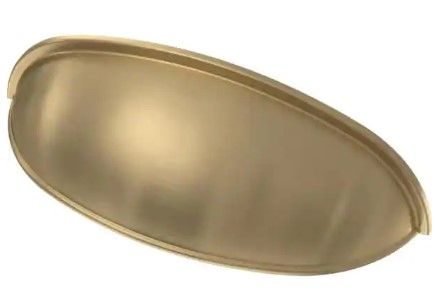 Photo 1 of 2 -1/2 or 3 in. (64 or 76 mm) Center-to-Center Champagne Bronze Dual Mount Cup Drawer Pull. 2 PACK BUNDLE

