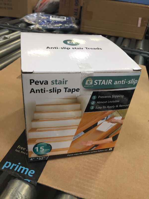 Photo 1 of 4"x32" Transparent Non-Slip Stair Treads - Clear Anti-Slip Indoor Strips for Stairs (15 Pack) - Staircase Step Treads Tape - Anti-Skid Staircase Stickers
