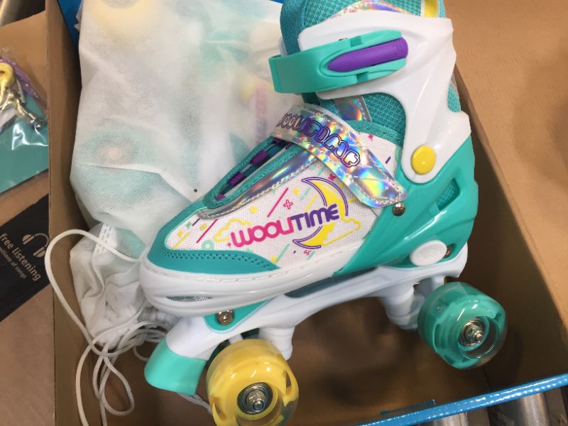 Photo 3 of Woolitime Adjustable Roller Skates for Girls and Boys, 4 Size Adjustable Toddler Roller Skates for Kids with All Wheels Light Up