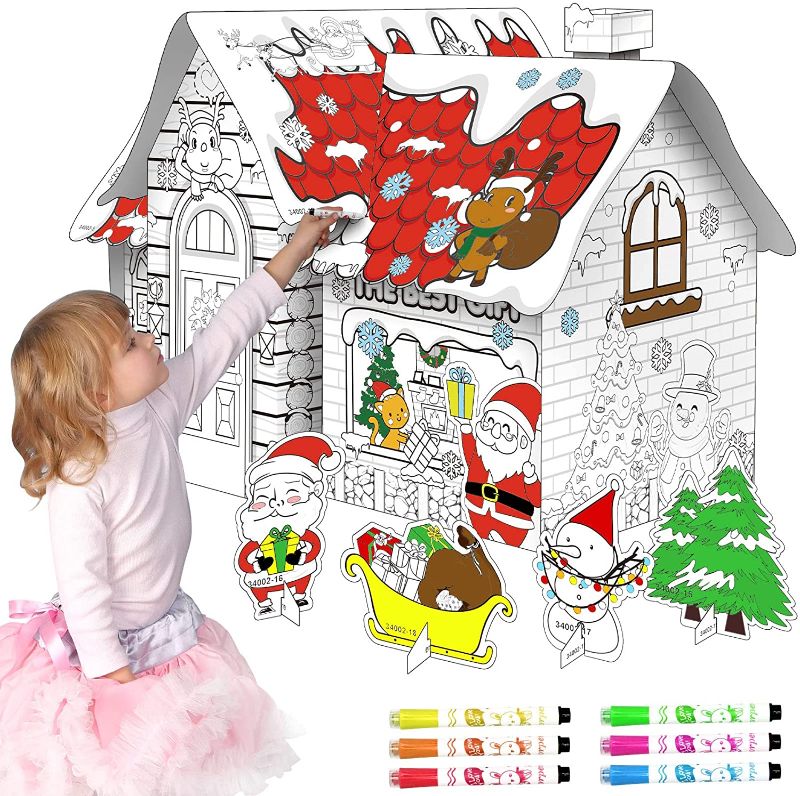 Photo 1 of Christmas Gingerbread House kit for kids, Christmas Craft for Kids Christmas Painting Kits for Family Christmas Party Favors
