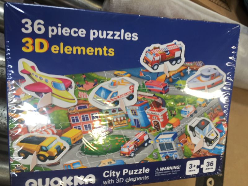 Photo 1 of 36 Pieces Toddler Puzzles for Kids Ages 3-5 by QUOKKA - 2 Floor Jigsaw Puzzles for Kids Ages 4-8 - Supplied with 12 Toy Figures for Educational Learning Games 
