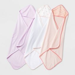 Photo 1 of Baby Girls' Basic Muslin Hooded Towel - Cloud Island™ Purple/White/Peach 2 PACKS OF 3.

