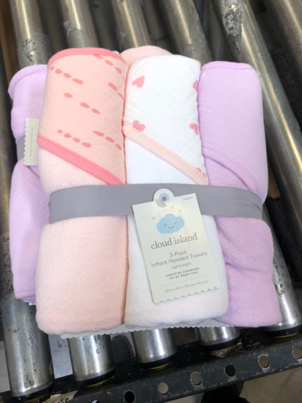 Photo 1 of Baby Girls' Basic Muslin Hooded Towel - Cloud Island™ Purple/White/Peach 2 PACKS OF 3.

