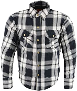 Photo 1 of Milwaukee Leather Men's Black and White Armored Long Sleeve Flannel Shirt with Kevlar size XXL