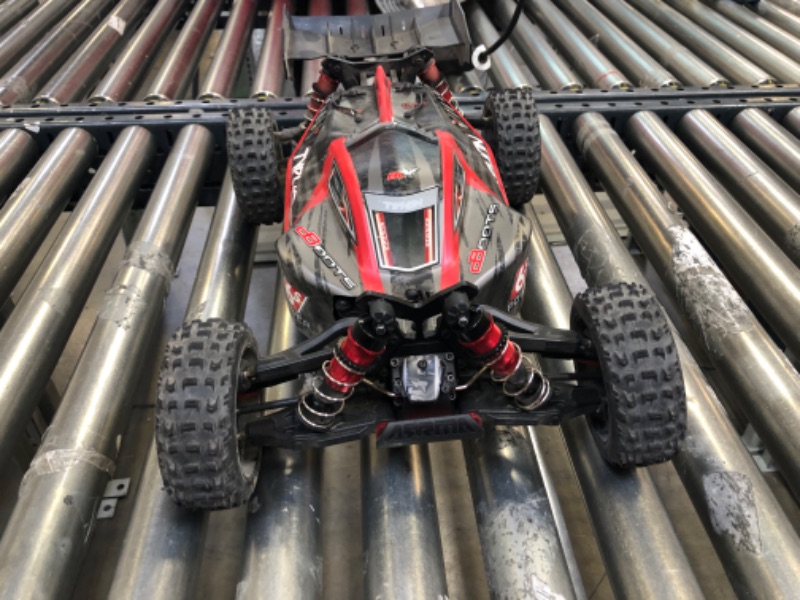 Photo 4 of ARRMA RC Car 1/8 Typhon 6S V5 4WD BLX Buggy with Spektrum Firma RTR, Black and Red,