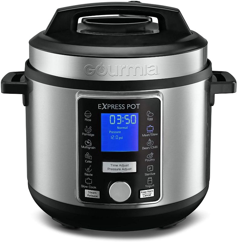 Photo 1 of Gourmia GPC965 Digital Multi-Functional Pressure Cooker - Automatic Pressure Release - Adjustable Pressure Control - 13 Cook Modes - Removable Stainless Steel 6 Qt Pot
(STEAM VALVE IS LOOSE)
