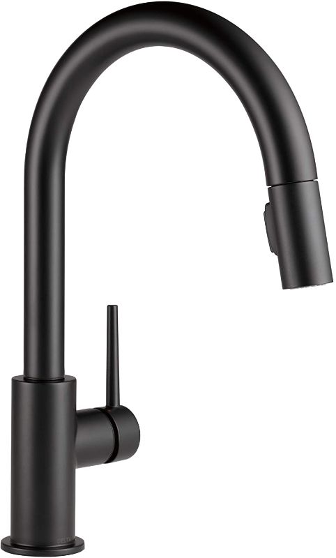 Photo 1 of Delta Faucet Trinsic Matte Black Kitchen Faucet Black, Kitchen Faucets with Pull Down Sprayer, Kitchen Sink Faucet, Faucet for Kitchen Sink, Magnetic Docking Spray Head, Matte Black 9159-BLLS-DST
